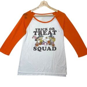 Peanuts Trick Or Treat Squad Halloween Tee Womens S Orange Kidcore Thrashed Worn